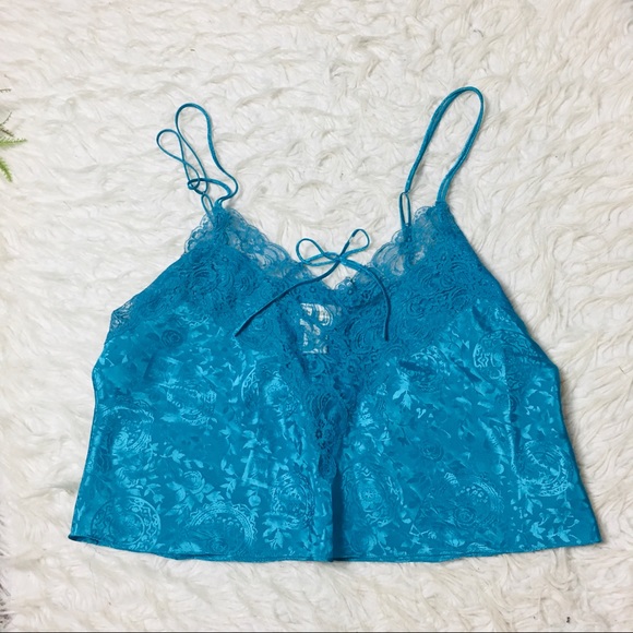 Victoria’s Secret Cami Tank Top Nightgown Lace turquoiseFloral Size Large - Picture 1 of 13